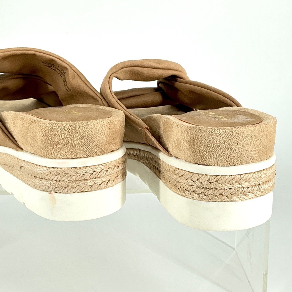 Easy Street Size 10 Tan Faux Suede Twist Knot Espadrille Wedge Sandals - Picture 9 of 14